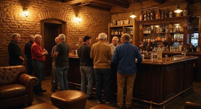 Eine gesellige Versammlung in einer gemütlichen bayerischen Lounge